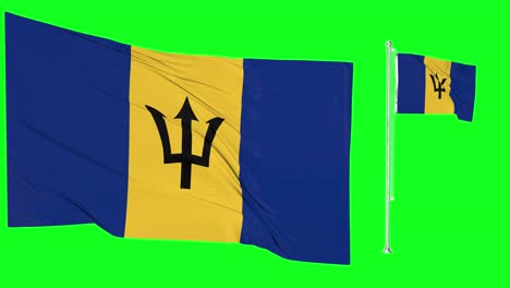 Green-Screen-Waving-Barbados-Flag-or-flagpole